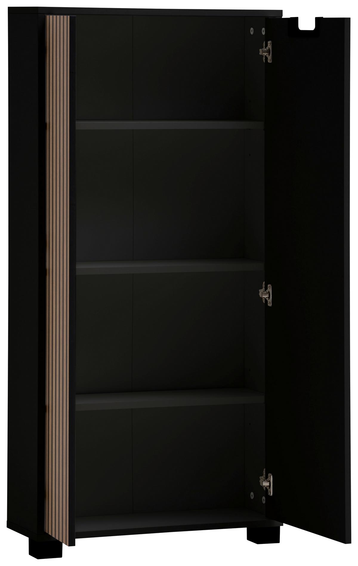Highboard Schwarz/eichefarben B: 59,8 Cm - Eichefarben/Schwarz, Design, Holzwerkstoff (59,8/124/19,55cm) - MID.YOU
