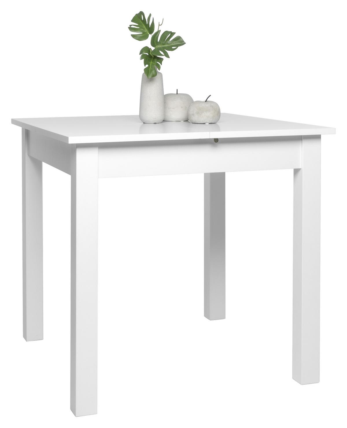 Esstisch ausziehbar Coburg 80-120x80 cm Weiß - Weiß, Design, Holzwerkstoff (80/80/76,5cm) - MID.YOU