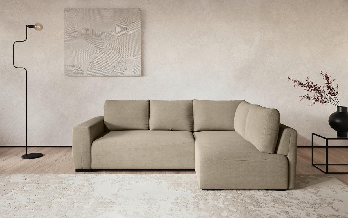 Rohová sedačka GIRO OTM, oboustranná, hnědý manšestr - černá/hnědá, Trend, textil/plast (252/170cm)