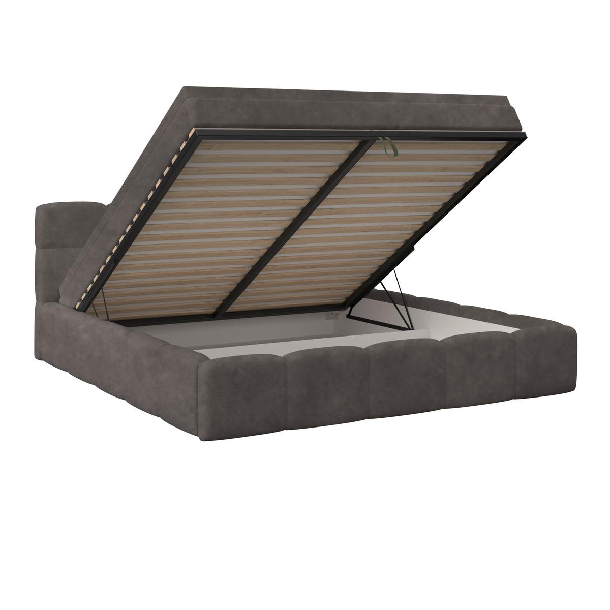 Polsterbett Noe Anthrazit 180x200 cm - Anthrazit/Schwarz, Trend, Textil/Metall (180/200cm)