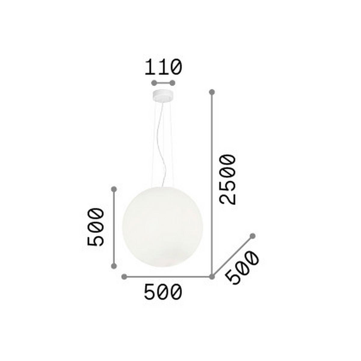 Hängeleuchte Bianco Kugel D: 50 Cm - Weiß, Basics, Glas (50/75-250cm) - Ideal Lux