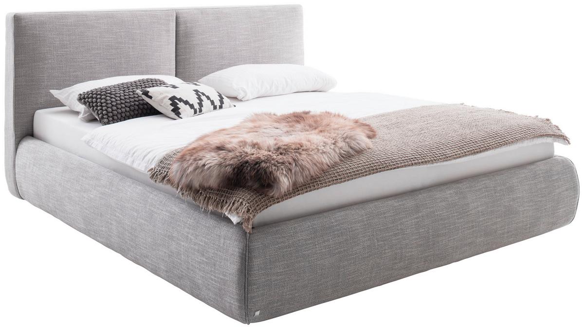 Polsterbett mit Lattenrost + Bettkasten 180x200 Atesio - Hellgrau/Naturfarben, MODERN, Holz/Textil (180/200cm) - Livetastic