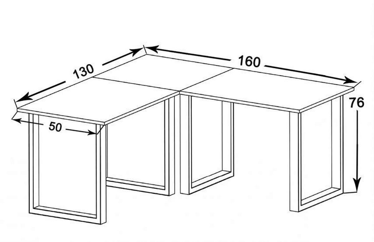 Schreibtisch Lona Silberfarben/Eiche D. L: 160cm - Honigeiche/Silberfarben, Design, Holzwerkstoff/Metall (160/130/76cm) - MID.YOU
