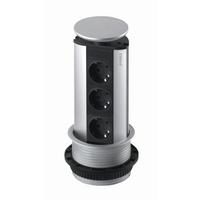 Einbausteckdose Evoline Port Edelstahl Silberfarben 3-Fach - Silberfarben, Metall (91/59/43cm)