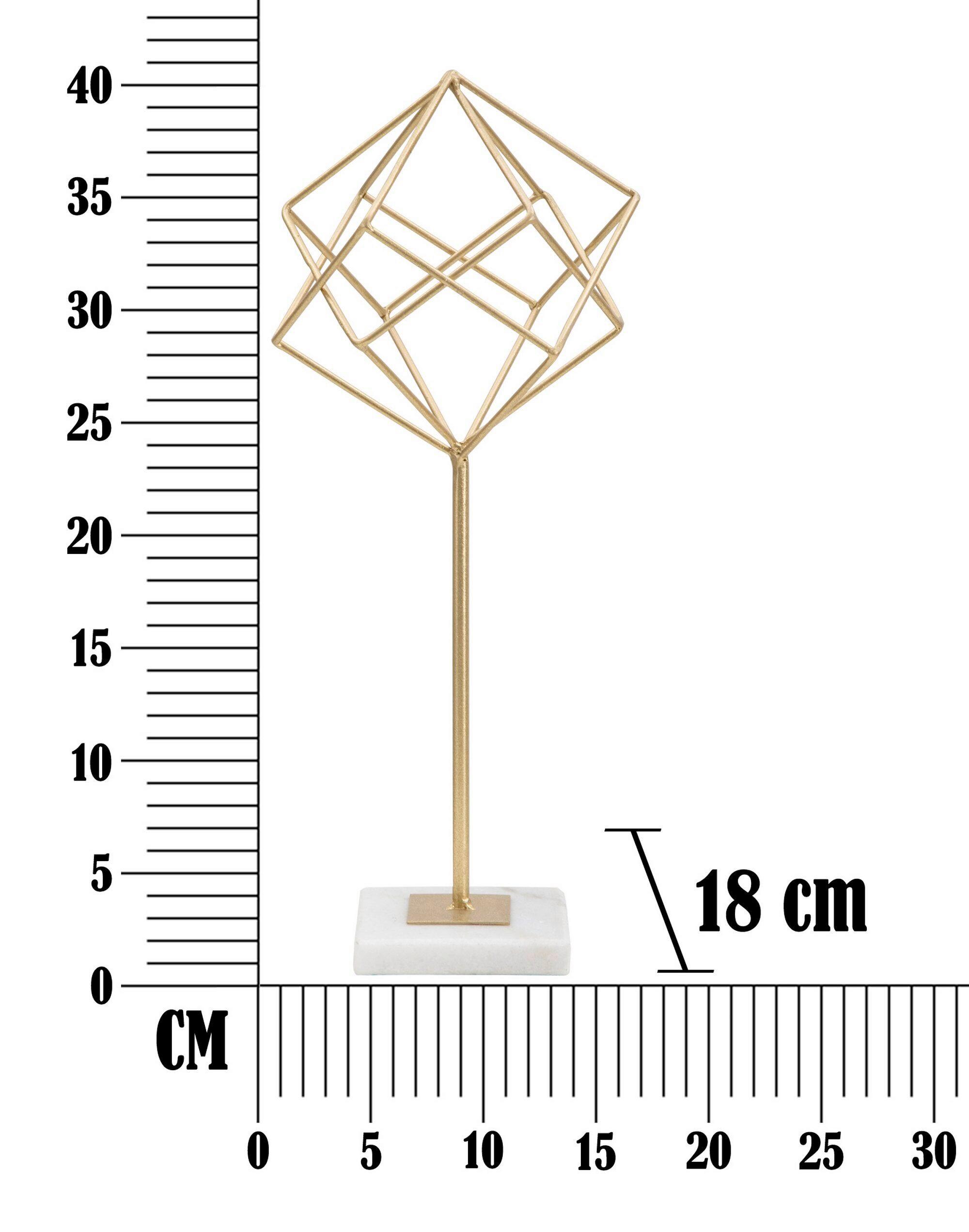 Skulptur Decor Cube Weiß, Goldfarben, H: 41,5 cm - Goldfarben/Weiß, Basics, Stein/Metall (16/41.5/18cm)