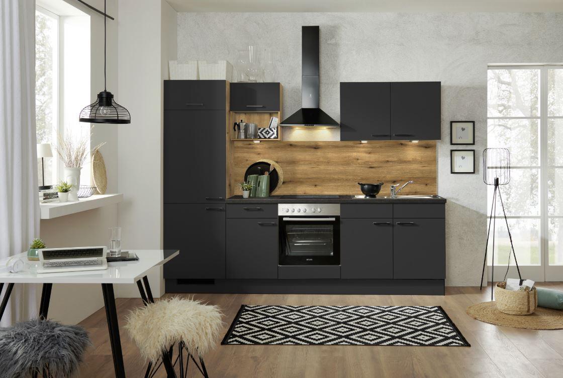 Küchenblock Pn 80 - Eichefarben/Graphitfarben, MODERN, Holzwerkstoff/Kunststoff (270cm) - Pino