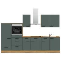 Küchenleerblock Easytouch Low-Line, L8 Links - Dunkelgrün/Eichefarben, MODERN, Holzwerkstoff (330cm) - Nobilia