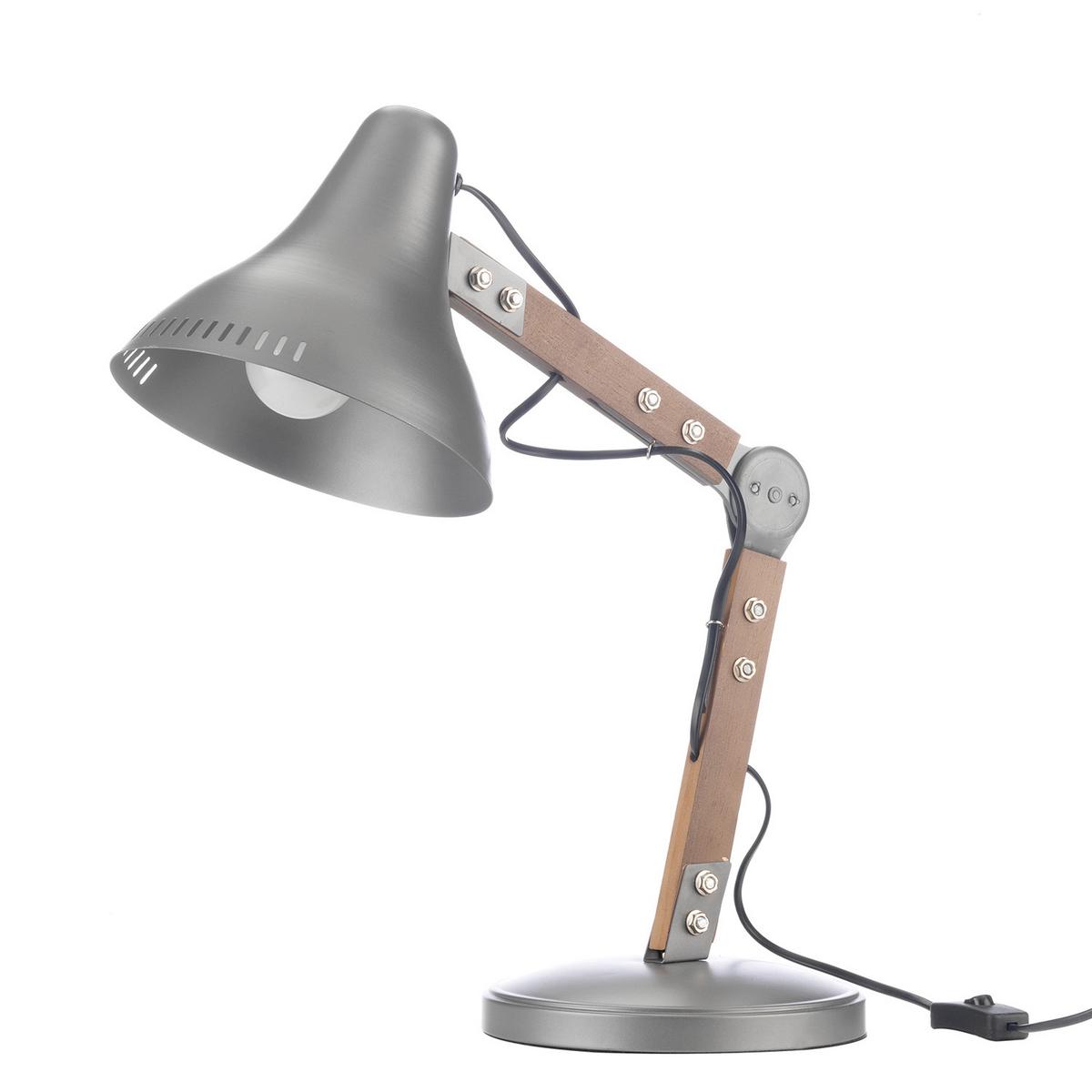 Kindertischleuchte 4930/Lg - Hellgrau/Schwarz, Natur, Holz/Kunststoff (38/38/62cm)