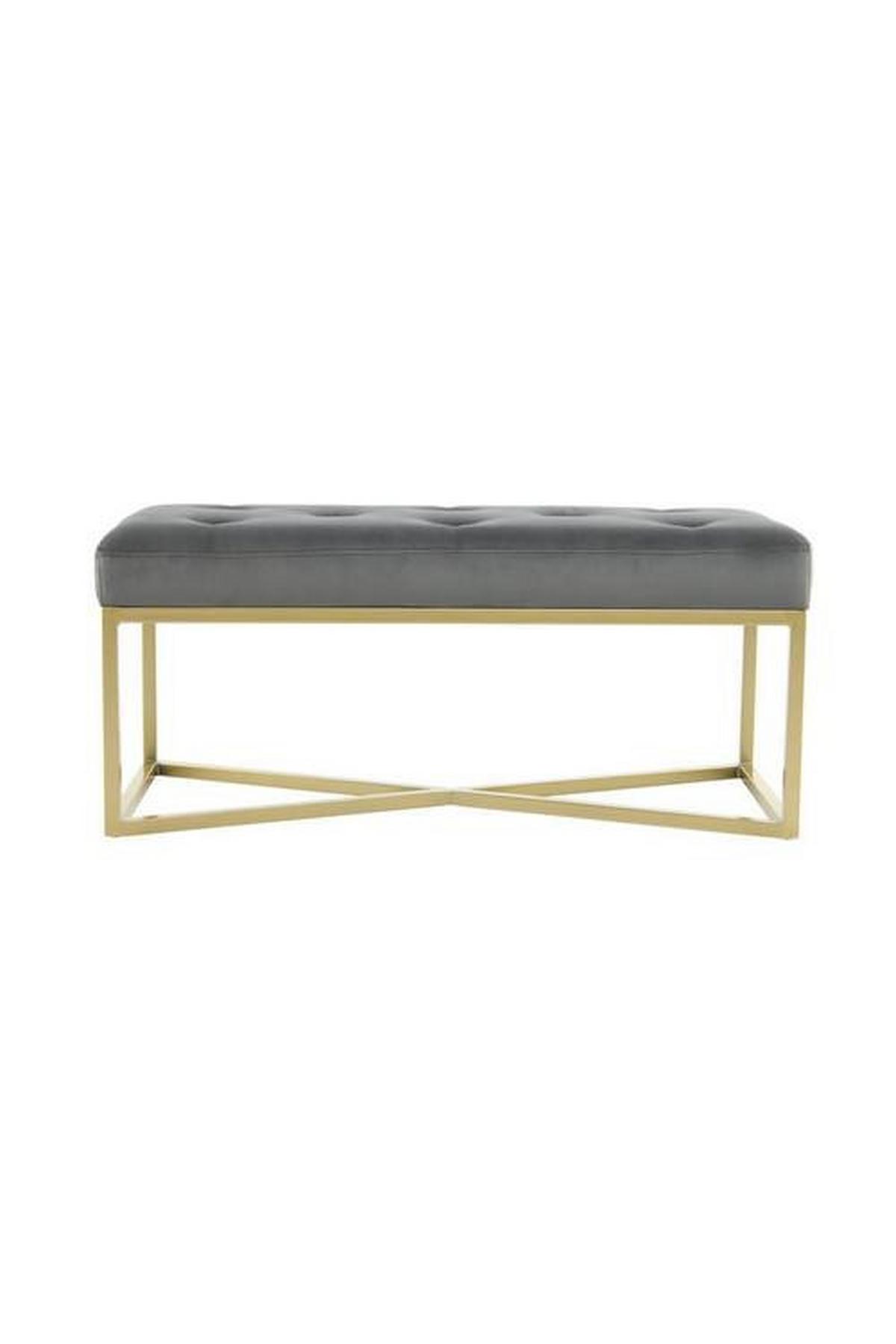 Dlhá taburetka GREY - sivá/zlatá, Basics, kov/kompozitné drevo (90/40/40cm)