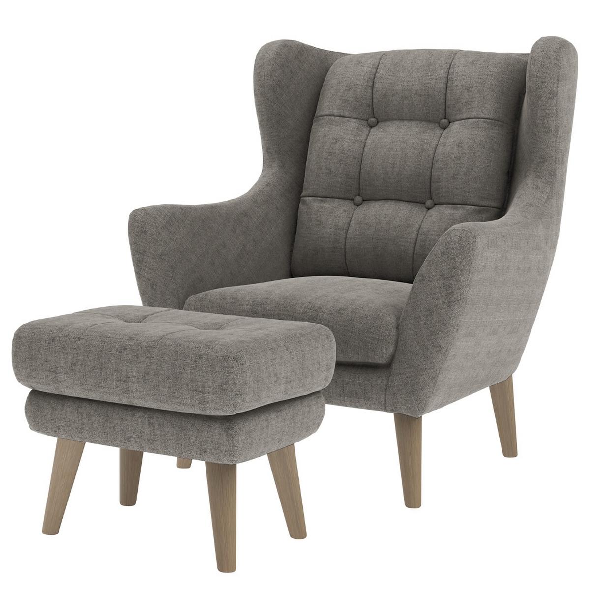 Sesselset Henry Dunkelgrau B: 91 cm - Eichefarben/Dunkelgrau, KONVENTIONELL, Textil (91/104/94cm) - Trendmanufaktur