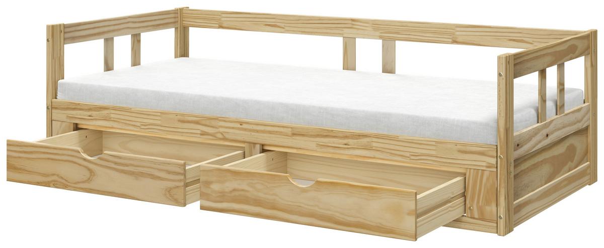 Ausziehbett Kiefer +lattenrost 90x200 cm Livio Natur - Naturfarben, MODERN, Holz/Holzwerkstoff (90/200cm) - MID.YOU