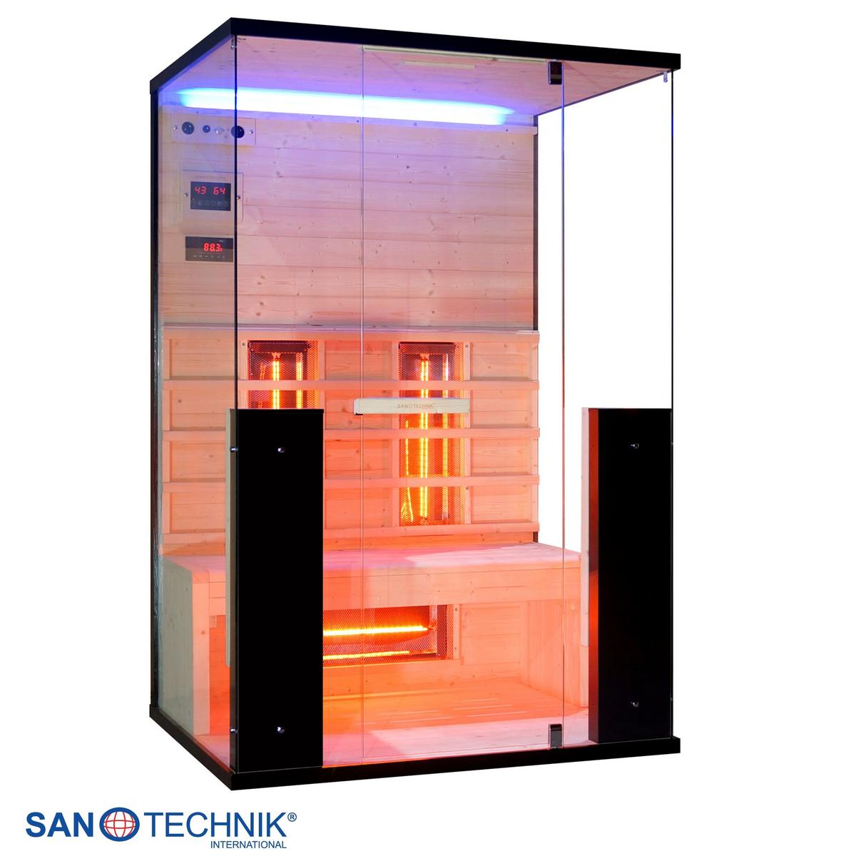 Infrarotkabine, für 2 Personen 5 Vollspektrumstrahler - Schwarz, KONVENTIONELL, Holz (125/190/100cm) - Sanotechnik