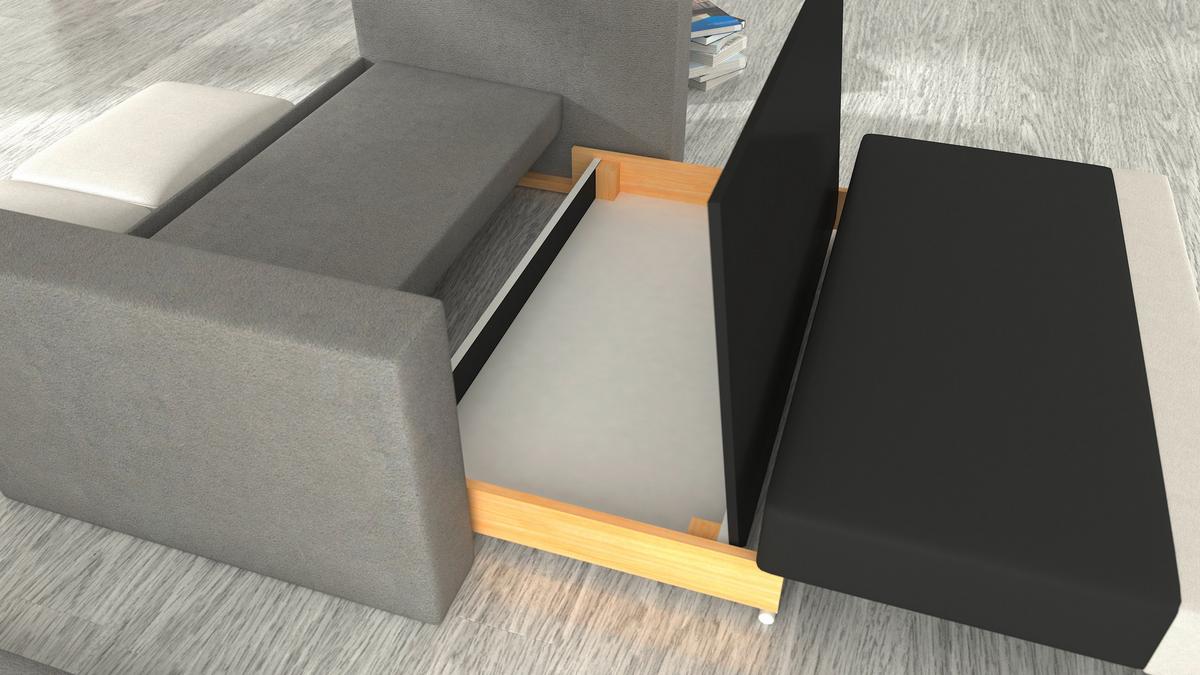 Schlafsofa Wave Creme, B: 150 Cm - Creme/Schwarz, Design, Textil (150/90/90cm) - MID.YOU