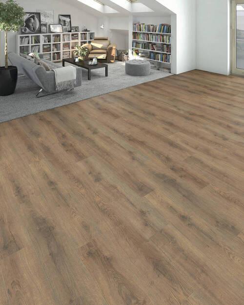 Laminatboden La Eiche Scarpa Ger. Str. Matt - Mokka, Basics, Holzwerkstoff (19.3/128.2cm) - Living by HARO