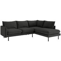 Ecksofa Samos Dunkelgrau S: 267x204 Cm - Dunkelgrau/Schwarz, Design, Textil (267/204cm) - Livetastic