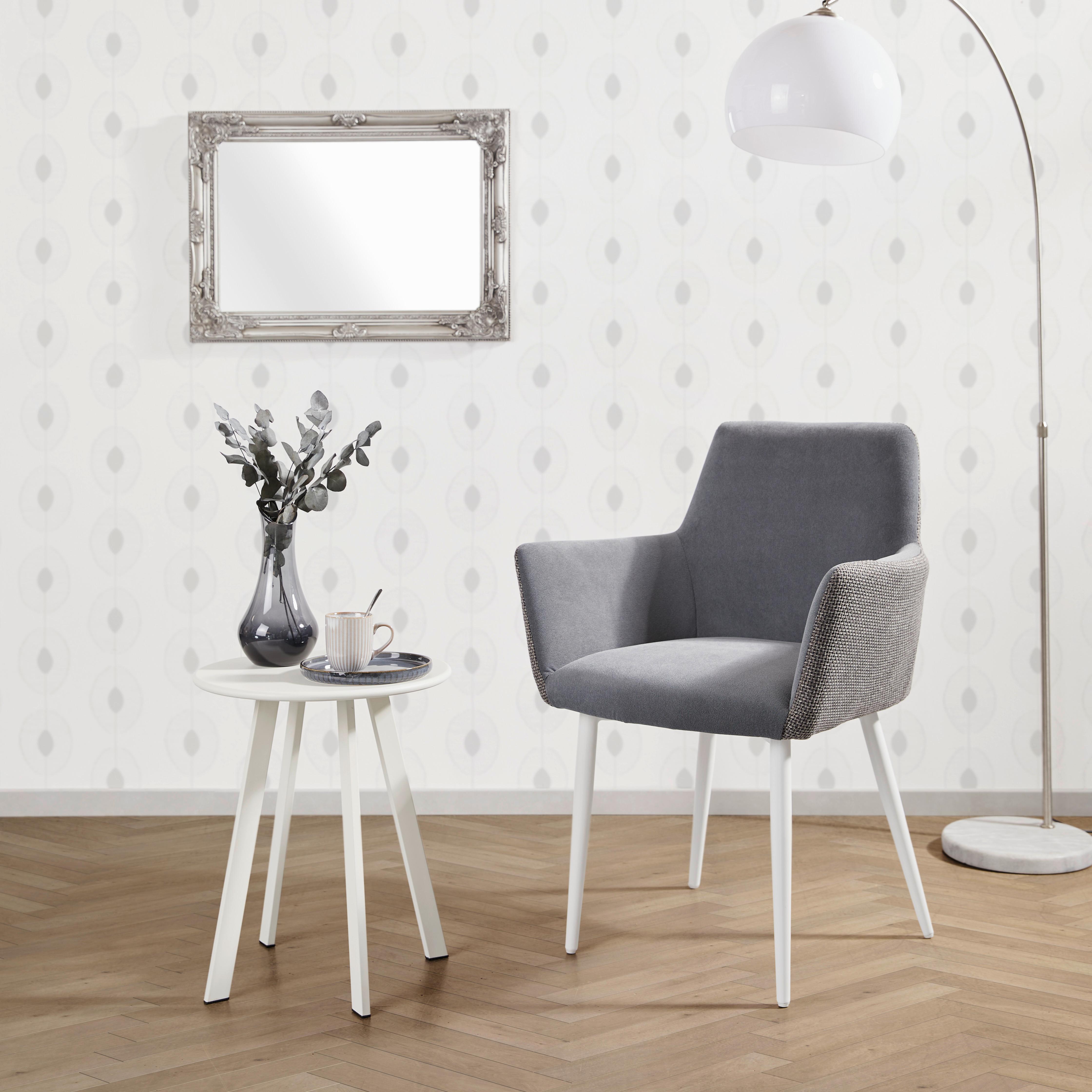 Beistelltisch New York Weiß - Weiß, Design, Metall (40/48/40cm) - P & B