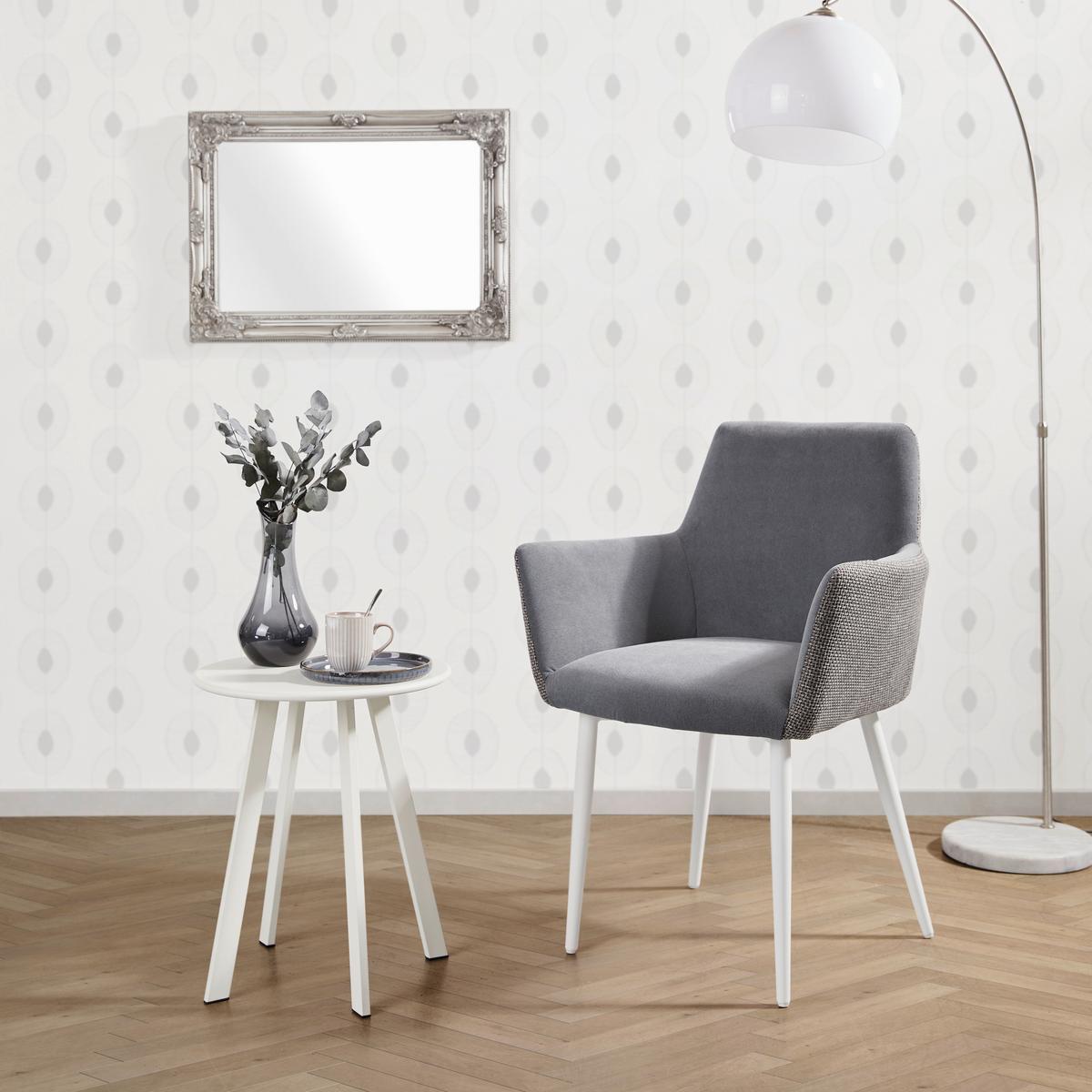 Beistelltisch New York Weiß - Weiß, Design, Metall (40/48/40cm) - P & B