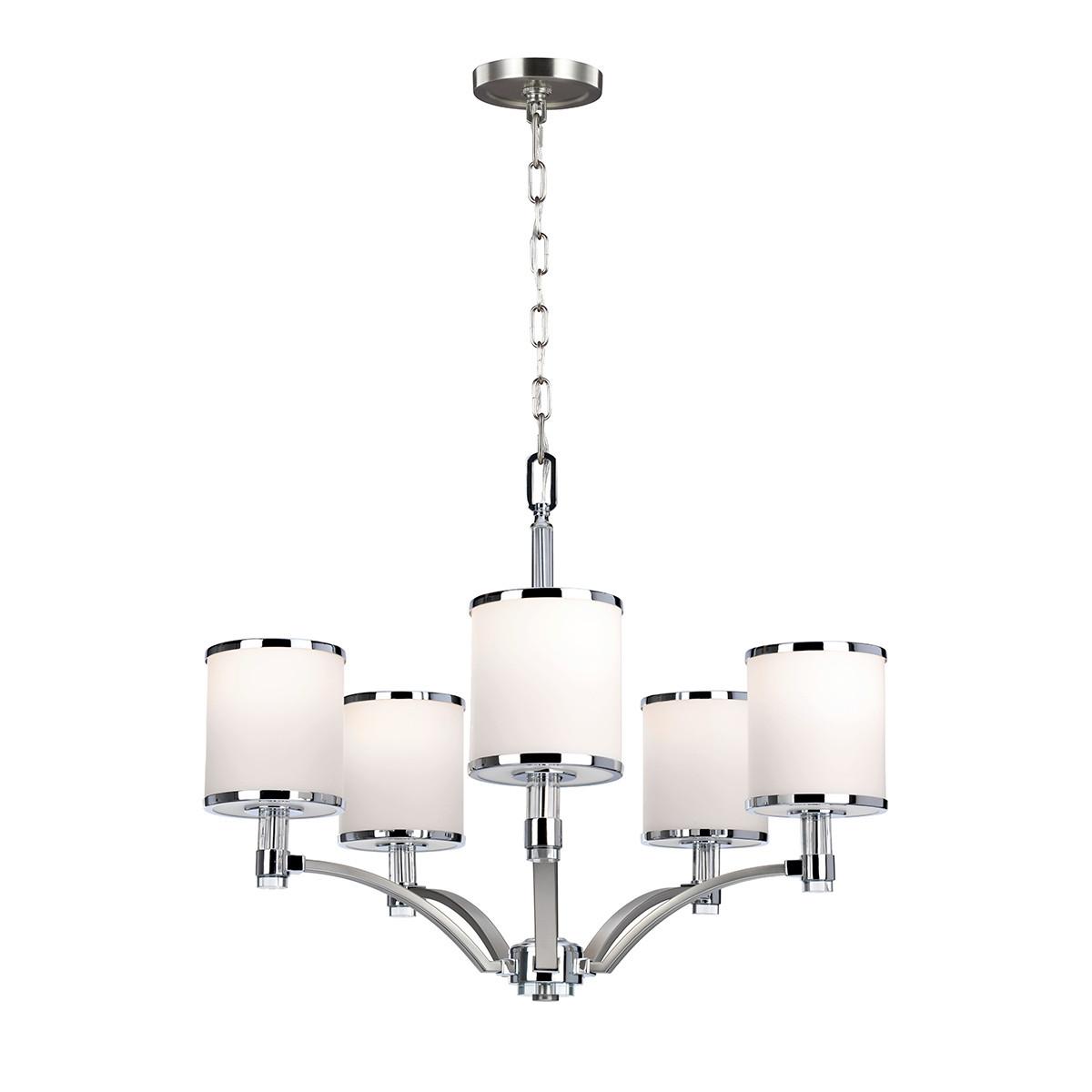 Csillár Fe-Prospect-Park5 - krómszínű/nikkelszínű, Design, üveg/fém (64.2/75.6cm) - Elstead Lighting