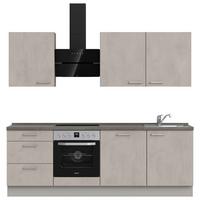 Kuchynská linka 240 cm, šedý betón/ kamenná šedá - sivá/farba ušľachtilej ocele, Modern, kov/kompozitné drevo (240cm) - Nobilia