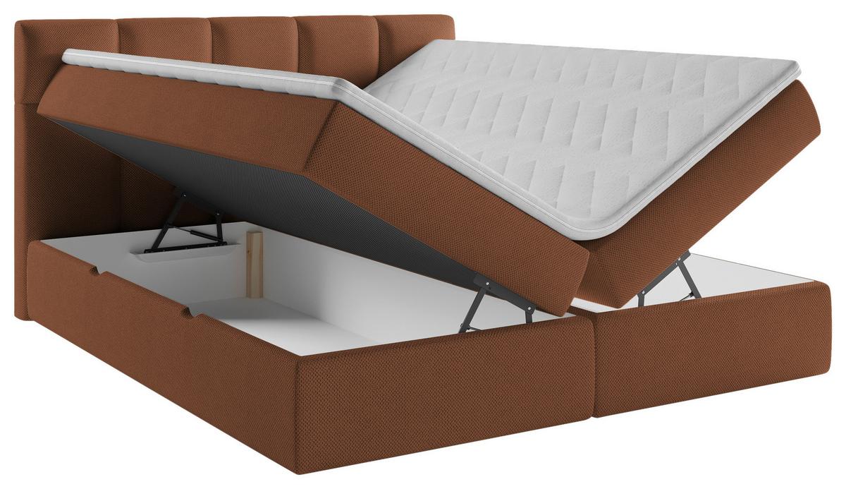Boxspringbett Mit Topper & Bettkasten 180x220 Lorie Ii - Rostfarben/Schwarz, MODERN, Holz/Holzwerkstoff (180/220cm) - MID.YOU