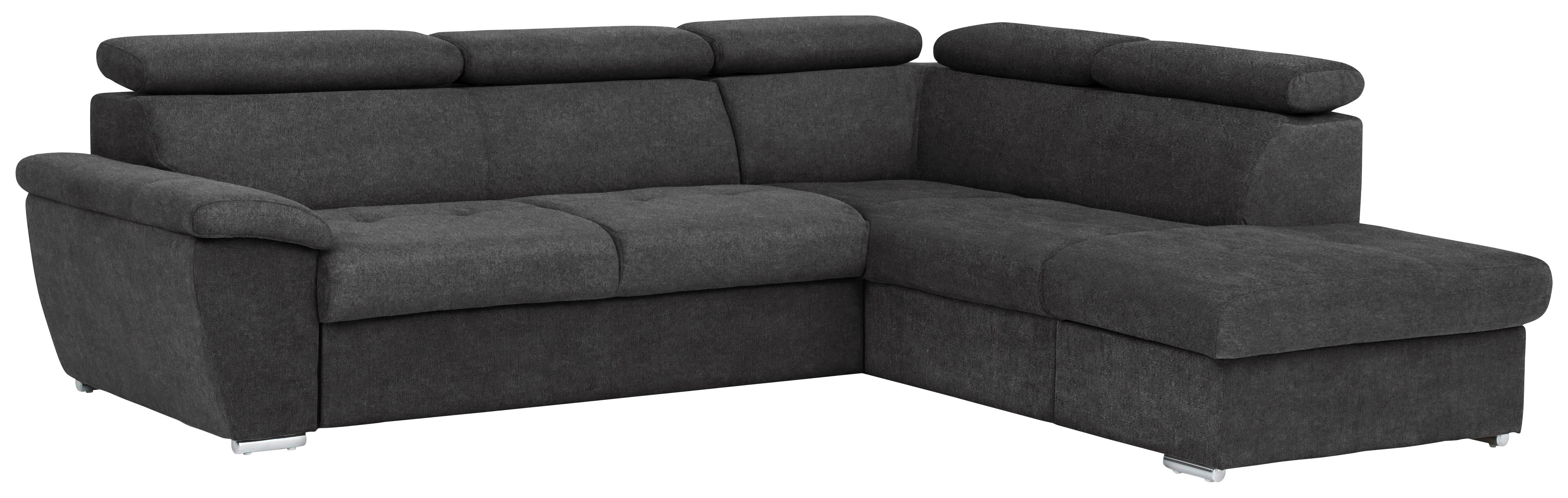 Ecksofa Mit Schlaffunktion Antero Und Bettkasten Schwarz - Chromfarben/Schwarz, Design, Textil (262/216cm) - Livetastic