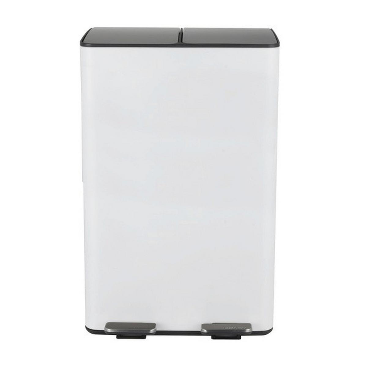 Treteimer Aliya Weiß Metall 60l Weiß LxBxH: 45x30x71 cm - Schwarz/Weiß, Basics, Kunststoff/Metall (45/30/71cm) - Spirella