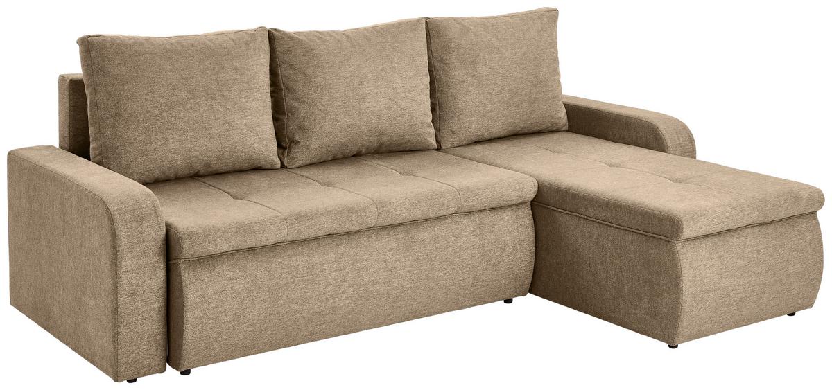 Ecksofa Larisa Braun S: 235x158 cm - Schwarz/Braun, KONVENTIONELL, Textil (235/158cm) - P & B