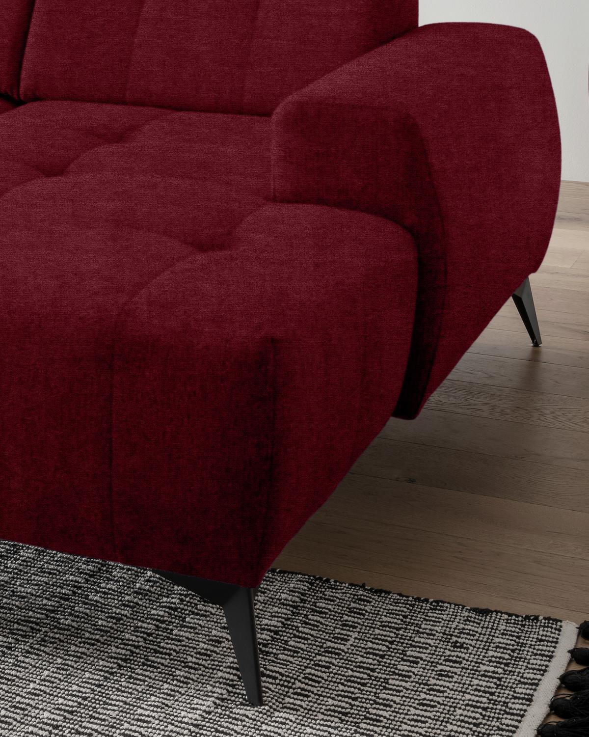 Ecksofa Mit Usb-anschluss Sano, Bordeaux, S: 258x180 Cm - Bordeaux/Schwarz, MODERN, Textil (258/180cm) - Livetastic