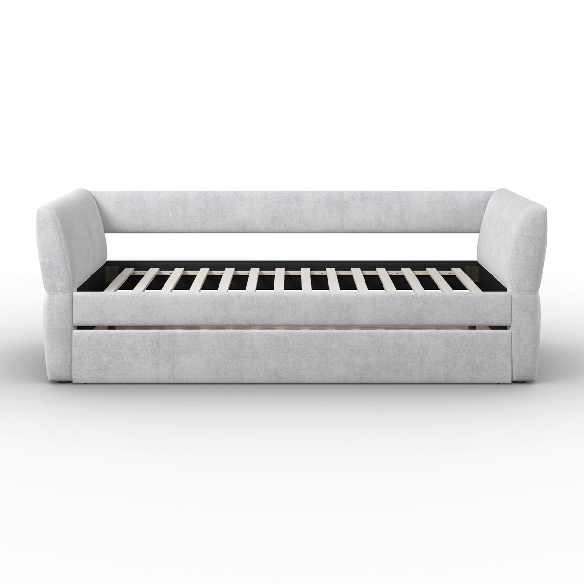 Výsuvná postel DREAM 180x200, světle šedá - černá/světle šedá, Moderní, dřevo/textil (90/200cm) - Bessagi Home