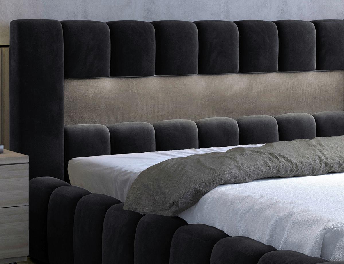 Polsterbett Lamica Schwarz Lf: 160x200 Cm - Beige/Schwarz, MODERN, Holz (160/200cm) - MID.YOU