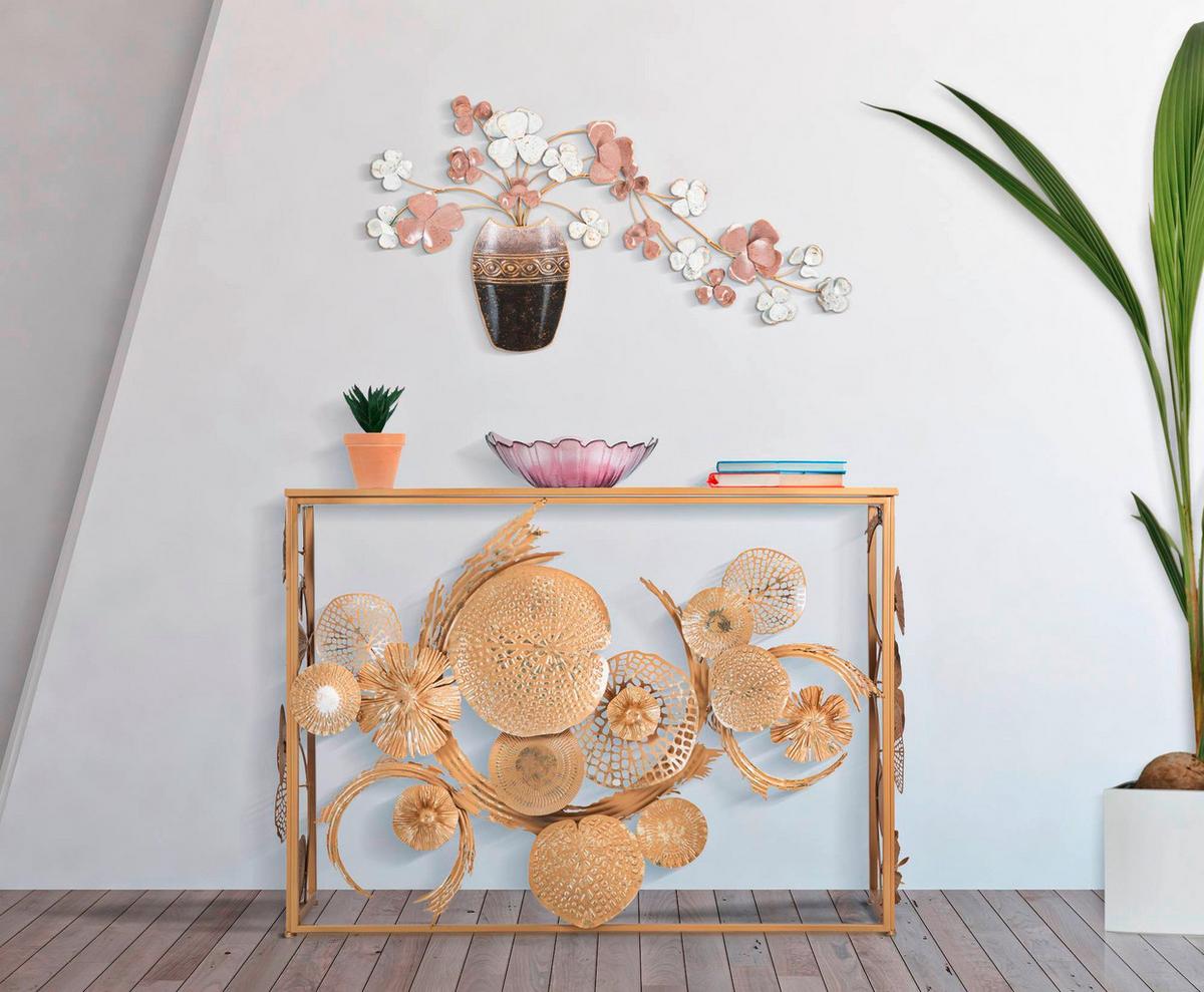 Wanddeko Vase New Gold/Rosa/Creme/Grau B: 87,5cm - Goldfarben/Creme, Basics, Metall (87.5/46/6cm)