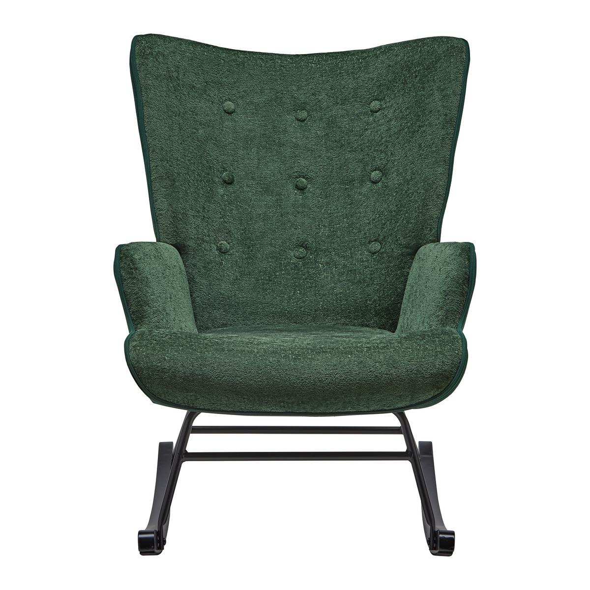 Hojdacie kreslo ROCK, zelená, max. 140 kg - čierna/zelená, Modern, kov/drevo (66/90/77cm) - Mömax