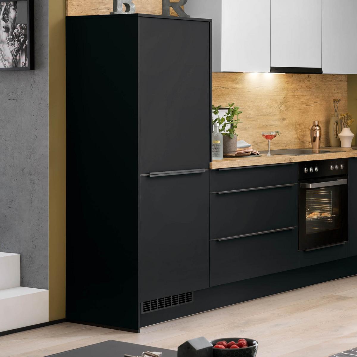 Eckküche Ip1200 Ohne Geräte 292x192 Cm Schwarz/space Grey - Weiß, MODERN, Holzwerkstoff (292/192cm) - Impuls