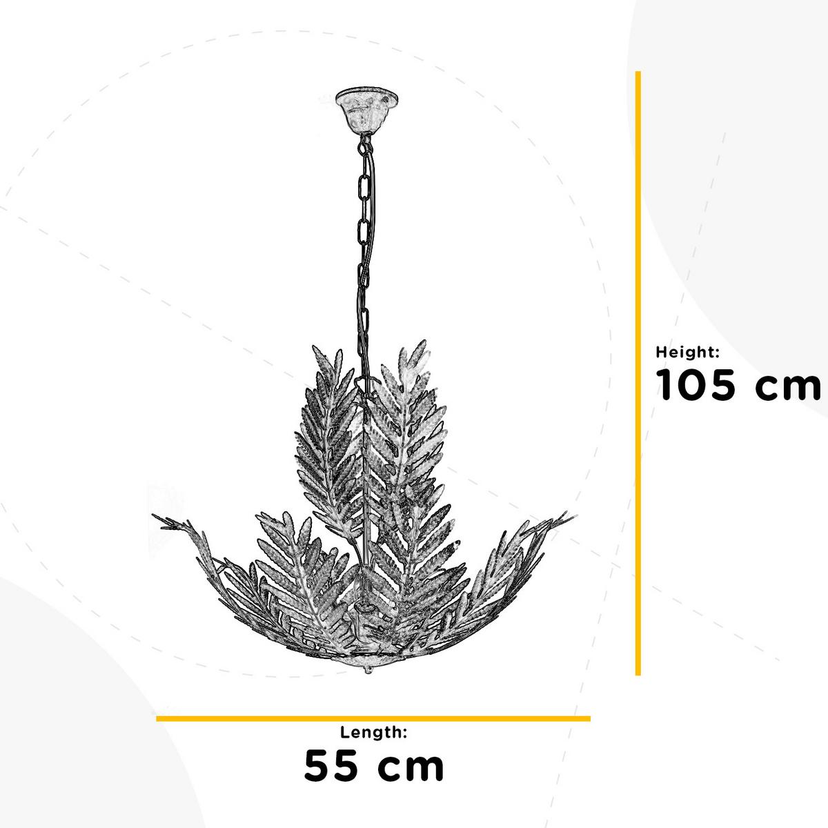 Hängeleuchte 4996/5a - Weiß, Natur, Metall (55/105cm)