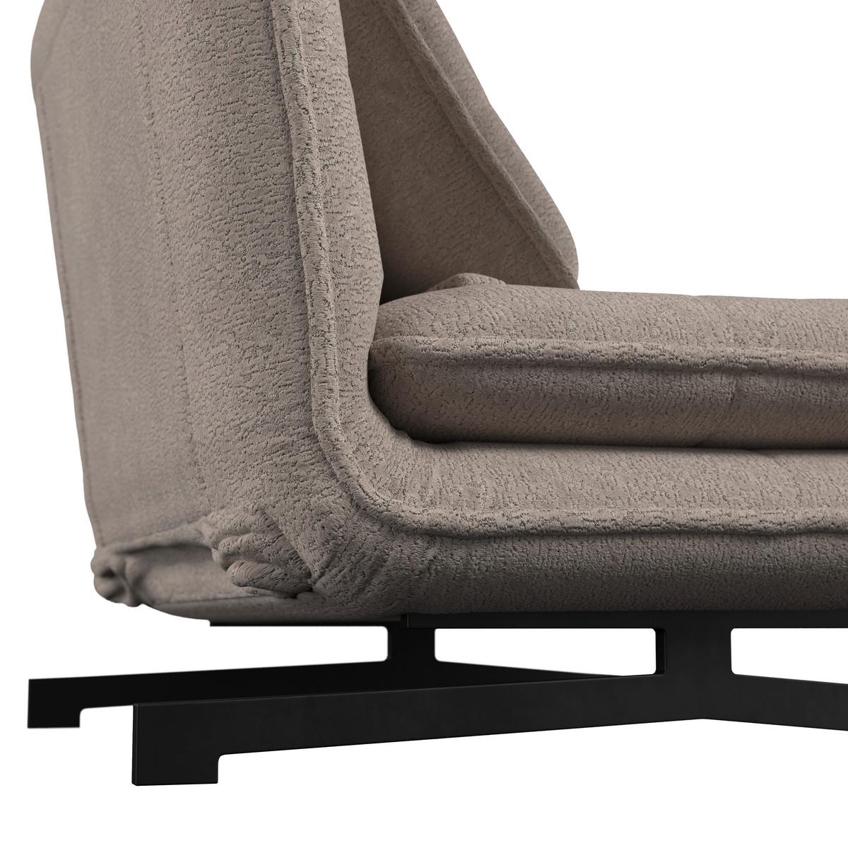 Rozkladacie kreslo LUNA, béžové buklé, max.120 kg - čierna/béžová, Modern, kov/textil (92/40/66cm) - Bessagi Home