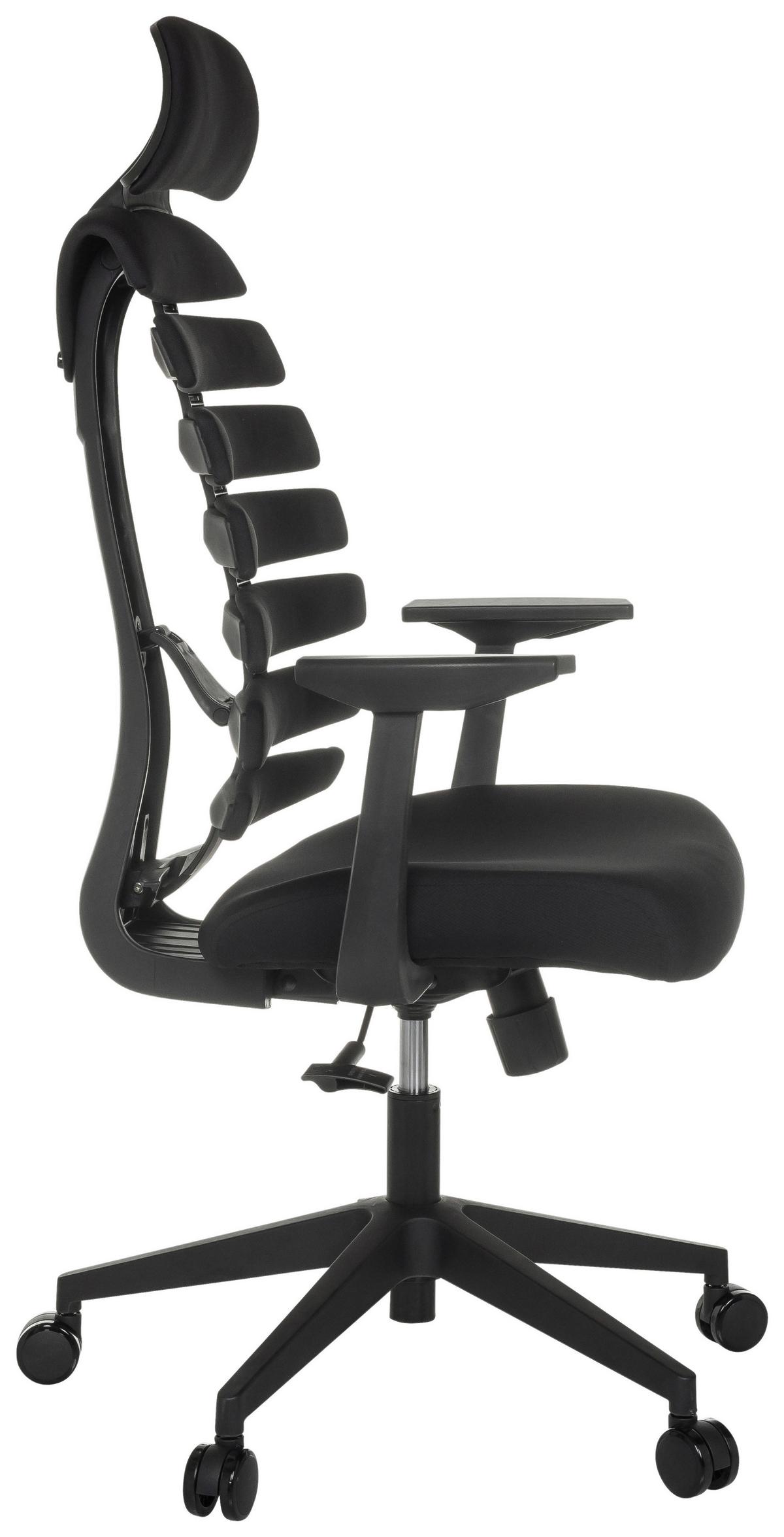 Drehstuhl Ergo Line Eco Schwarz B: 64 cm - Schwarz, MODERN, Kunststoff/Textil (64/120 - 130/62cm) - MID.YOU