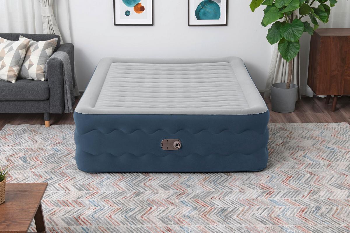 Luftbett Mathias 203x152x51 Cm Bis 300kg, Inkl. Pumpe - Dunkelblau/Grau, KONVENTIONELL, Kunststoff/Metall (203/152/51cm) - Bestway