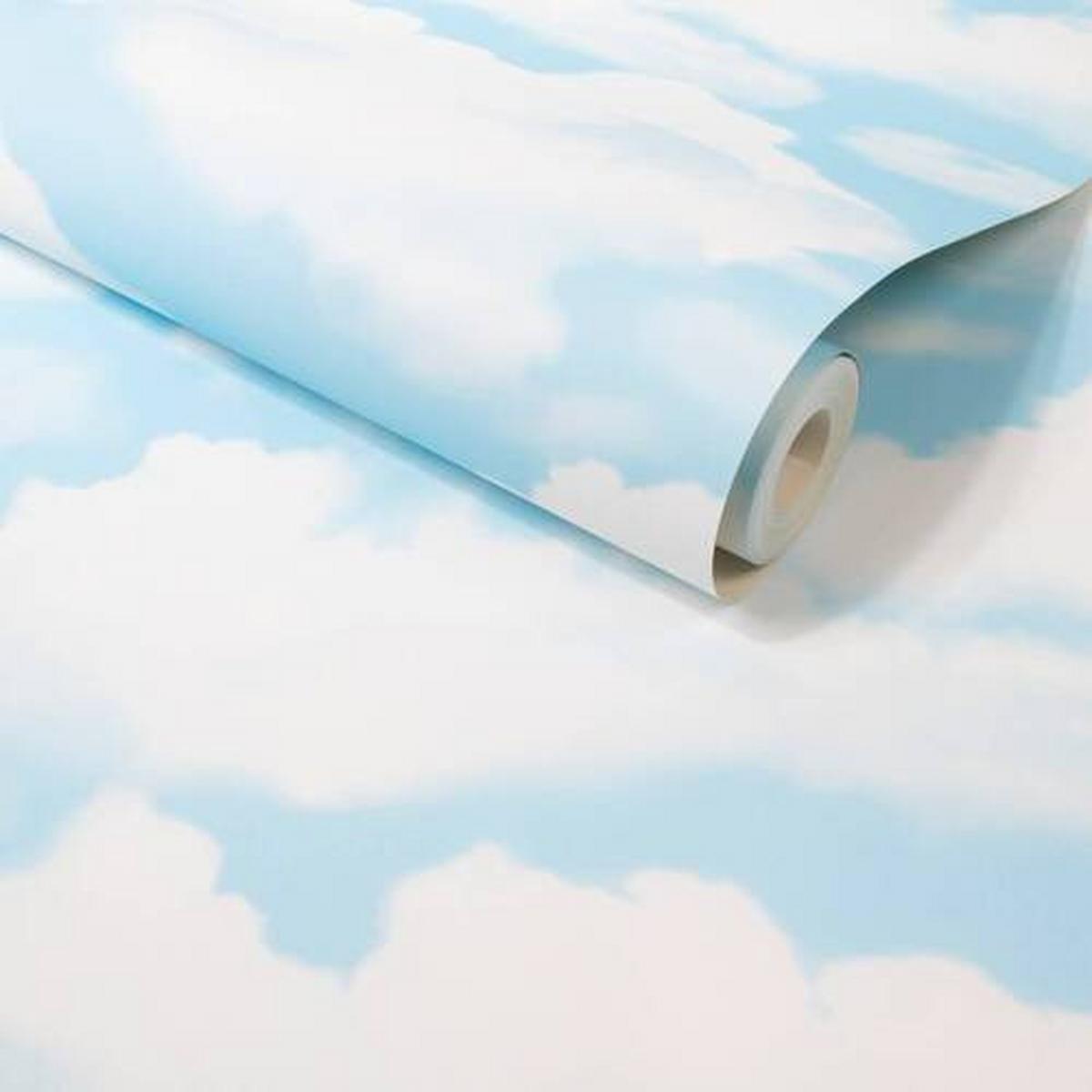 Papiertapete 51-058 - Weiß/Hellblau, Basics, Papier (52/1000cm)