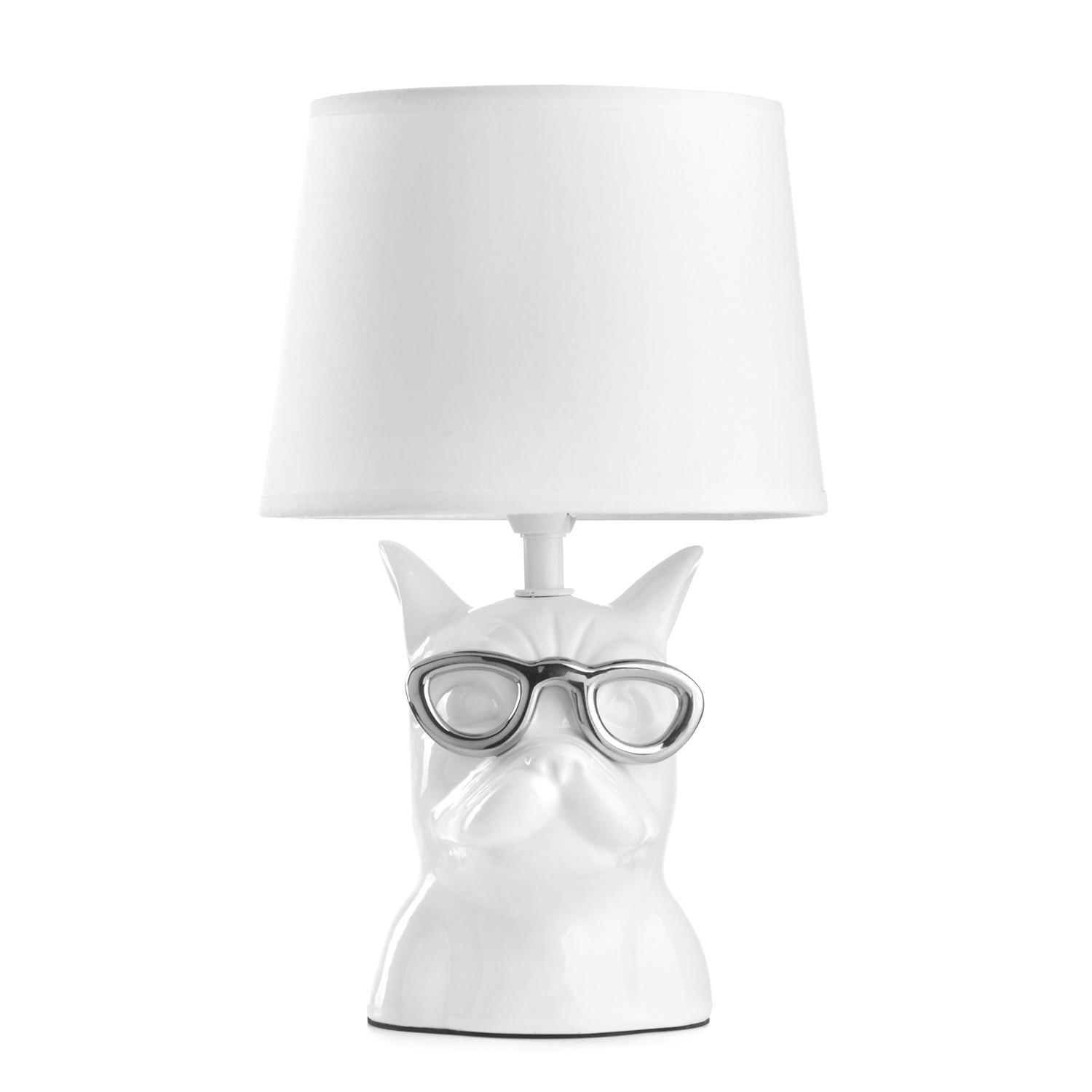 Tischleuchte Weiß D: 18 cm 6w - Weiß, Trend, Keramik/Textil (18/29cm)