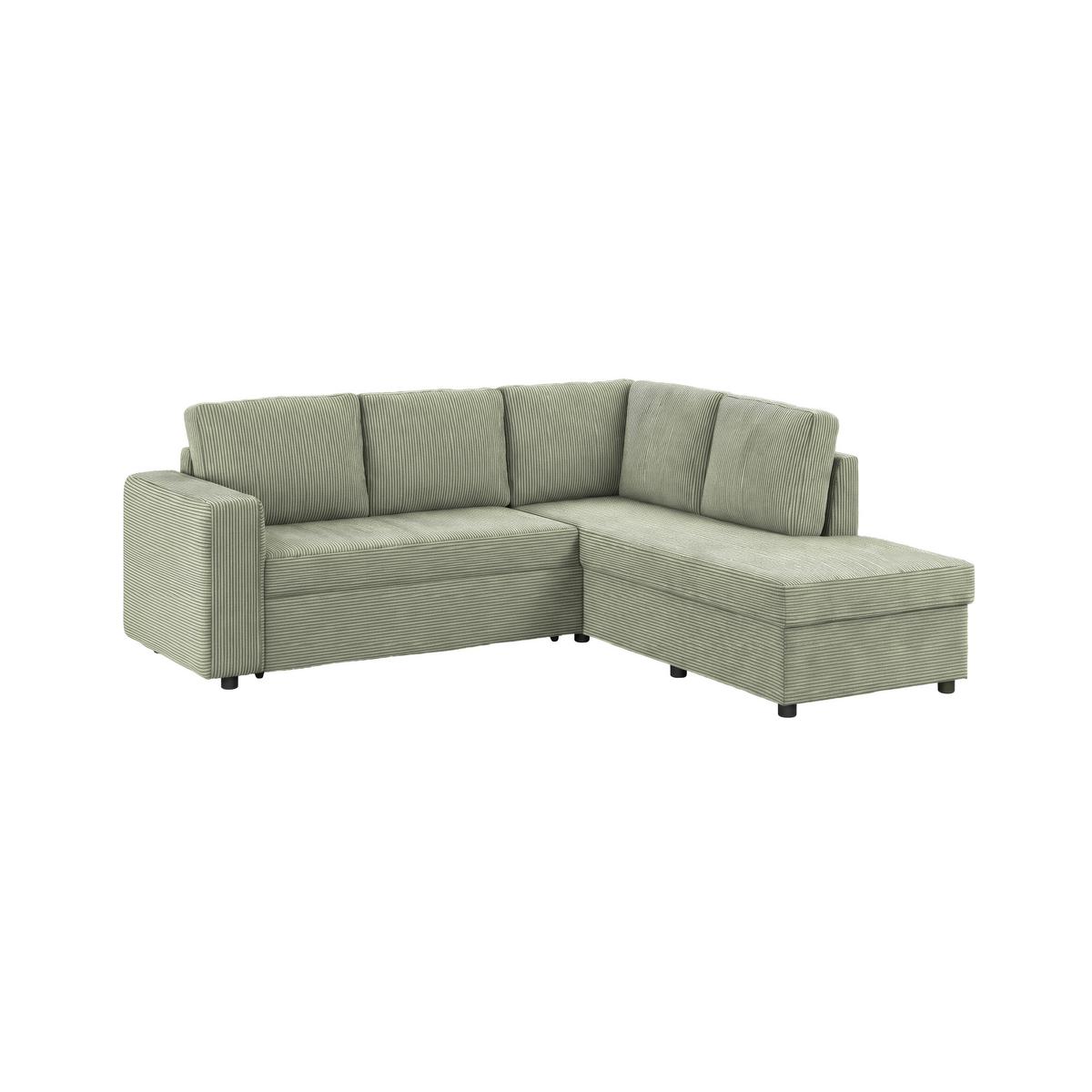 Ecksofa mit Schlaffunktion Toulouse Cord kaki, 224x206cm - Khaki/Schwarz, Trend, Holz/Holzwerkstoff (224/206cm)