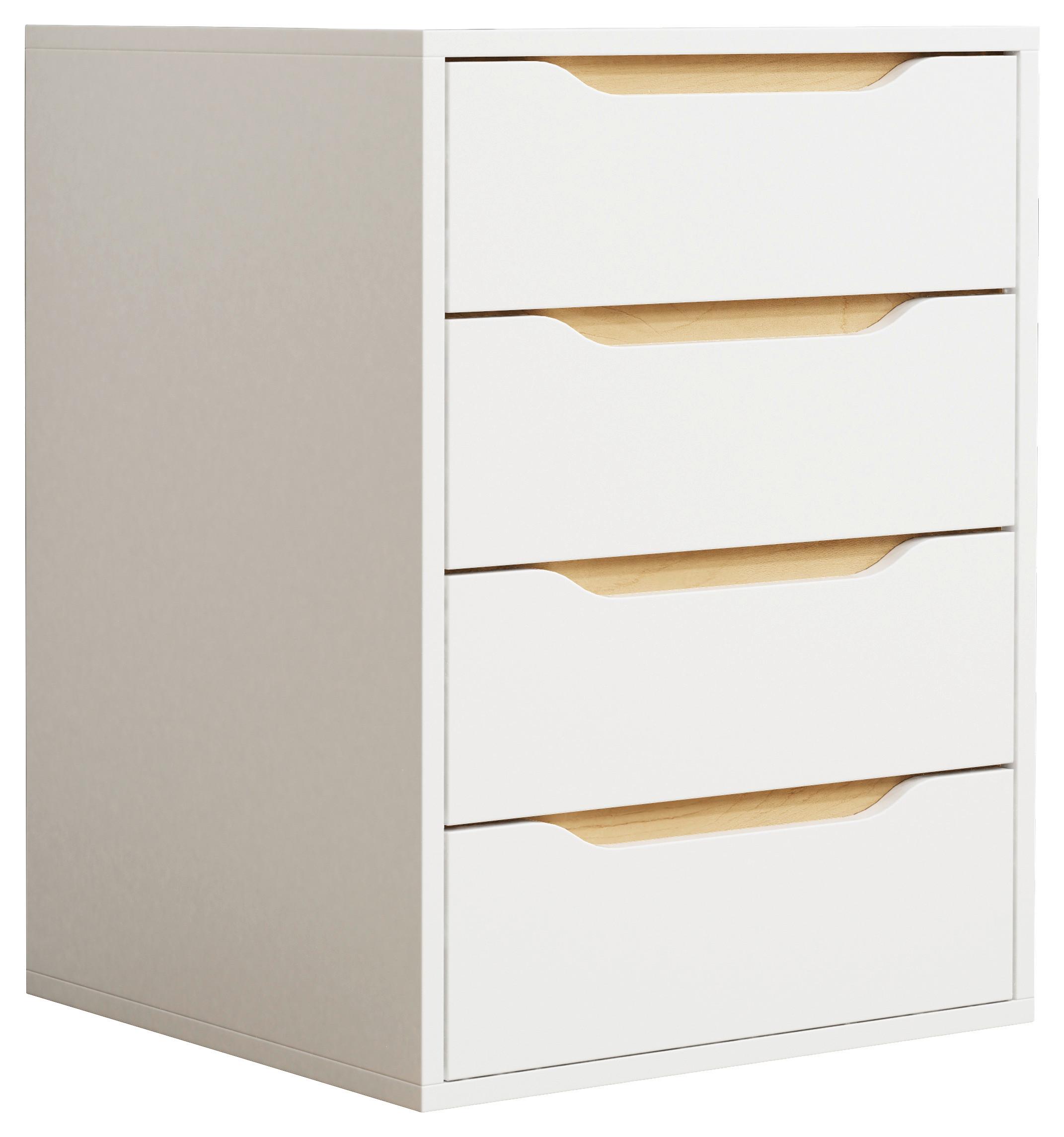 Nachtkästchen Weiß, Eiche Dekor B: 46 cm - Honigeiche/Eichefarben, MODERN, Holzwerkstoff (46/61/42cm) - MID.YOU