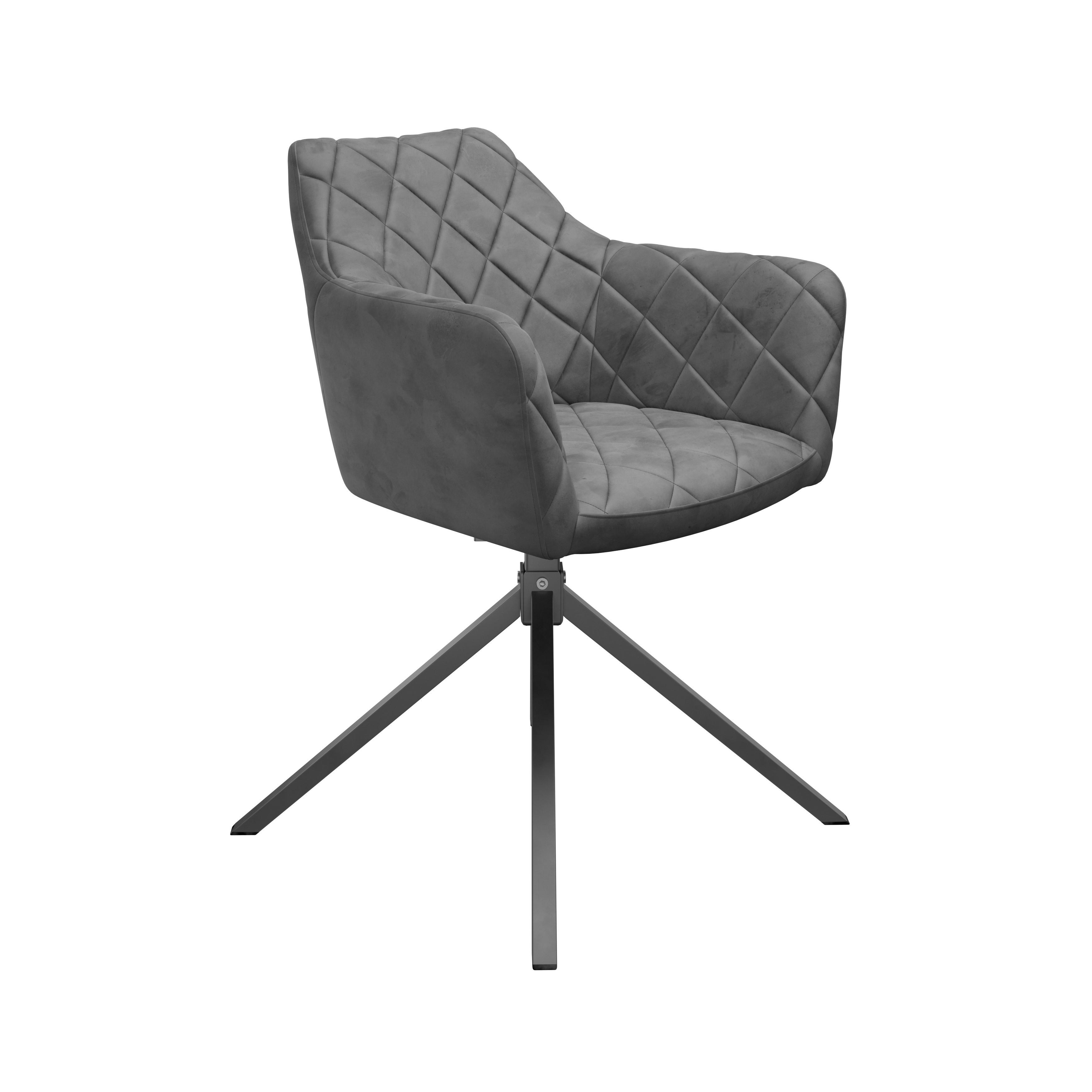 Stuhl Patti Hellgrau, Sitzfl. 360° drehbar - Hellgrau/Schwarz, KONVENTIONELL, Textil/Metall (58/81/54cm)