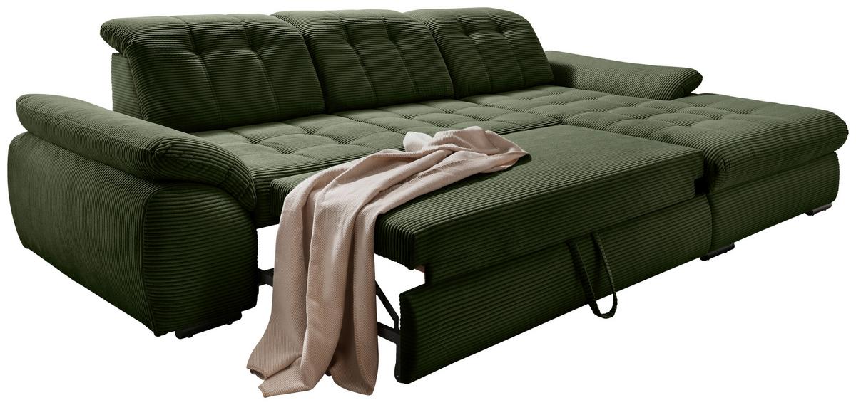 Ecksofa Mit Bettkasten Rigatti Dunkelgrün 314x184cm - Dunkelgrün/Schwarz, MODERN, Textil (314/184cm) - Livetastic