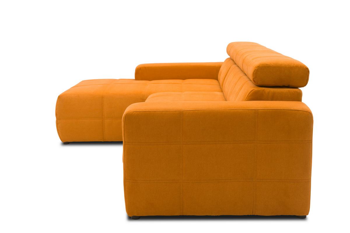 Ecksofa + Kopfteilverstellung Brandon Orange Mikrofaser - Schwarz/Orange, Design, Textil (175/285cm) - MID.YOU