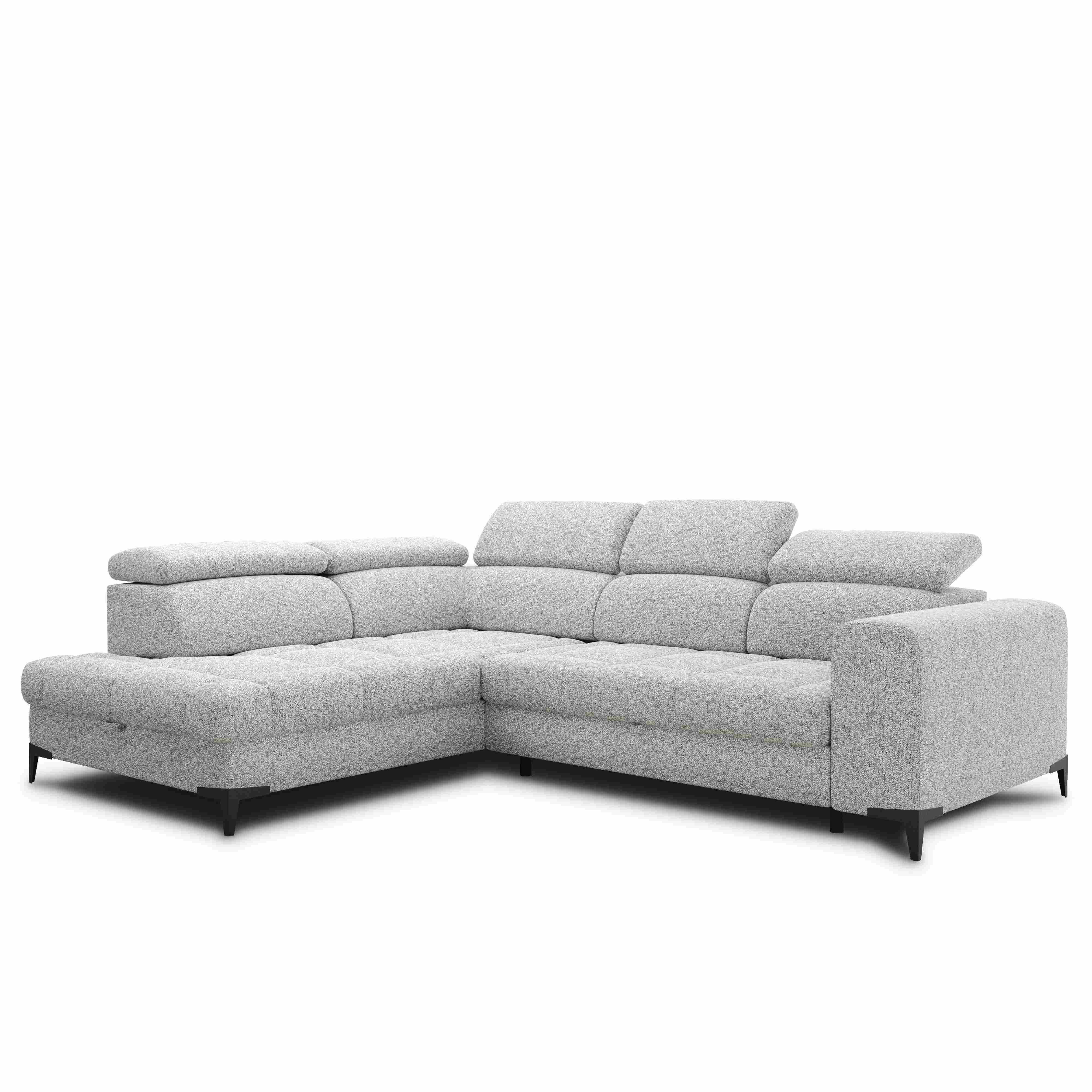 Rohová sedačka MASON, ľavá, svetlosivo-krémová tkanina - čierna/krémová, Modern, kov/drevo (211/271cm) - Mömax