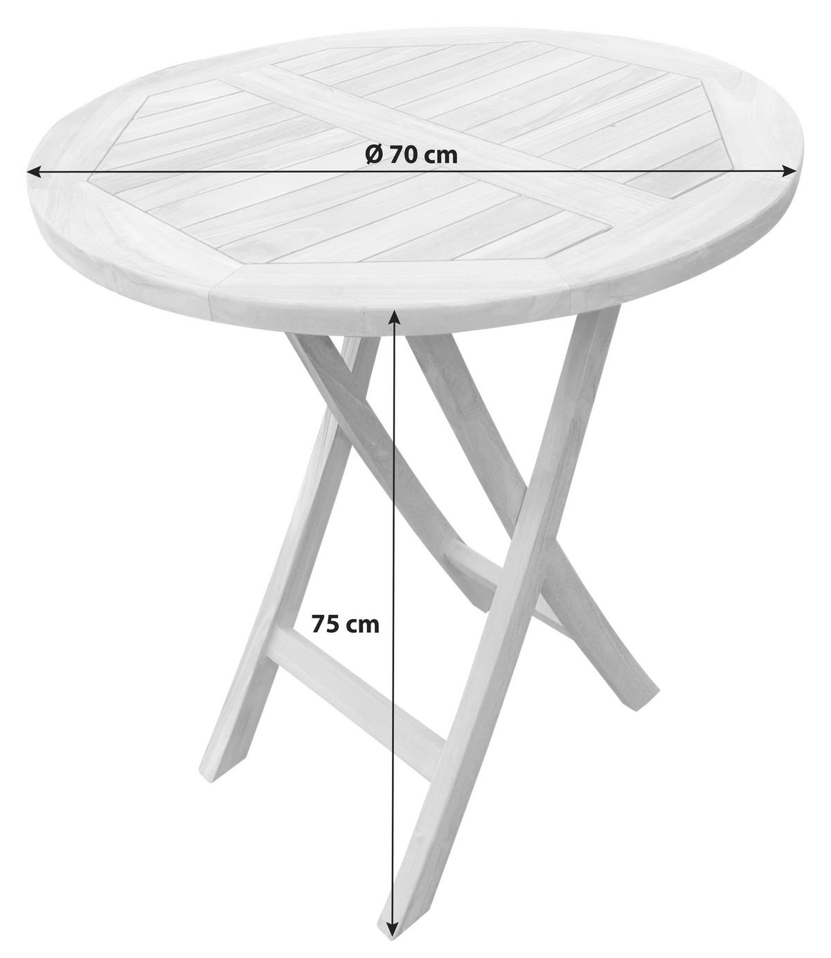 Gartentisch Klappbar Woodie, aus Teakholz L 70 cm - Teakfarben, Basics, Holz (70/70/75cm) - Gardenson
