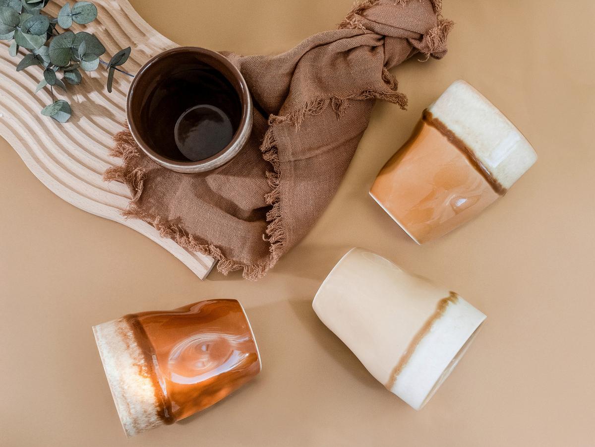 Kaffeebecherset, 4tlg. Steinzeug, Creme - Schlammfarben/Creme, Basics, Keramik (11/8cm) - Creatable