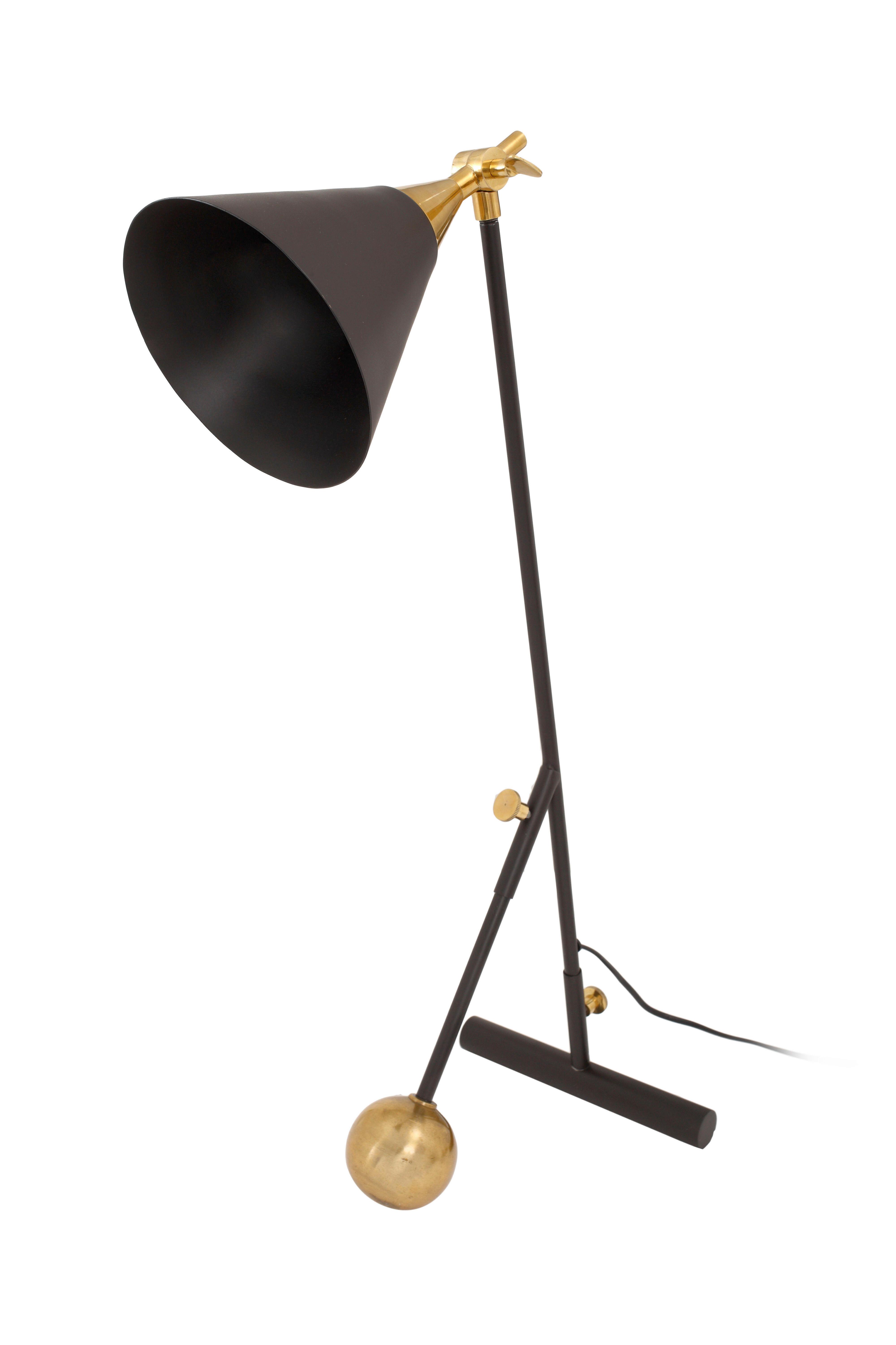 STEHLEUCHTE Schwarz/Gold, E27, 25W - Goldfarben/Schwarz, Design, Kunststoff/Stein (23/76/32cm) - Kayoom