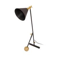 STEHLEUCHTE Schwarz/Gold, E27, 25W - Goldfarben/Schwarz, Design, Kunststoff/Stein (23/76/32cm) - Kayoom