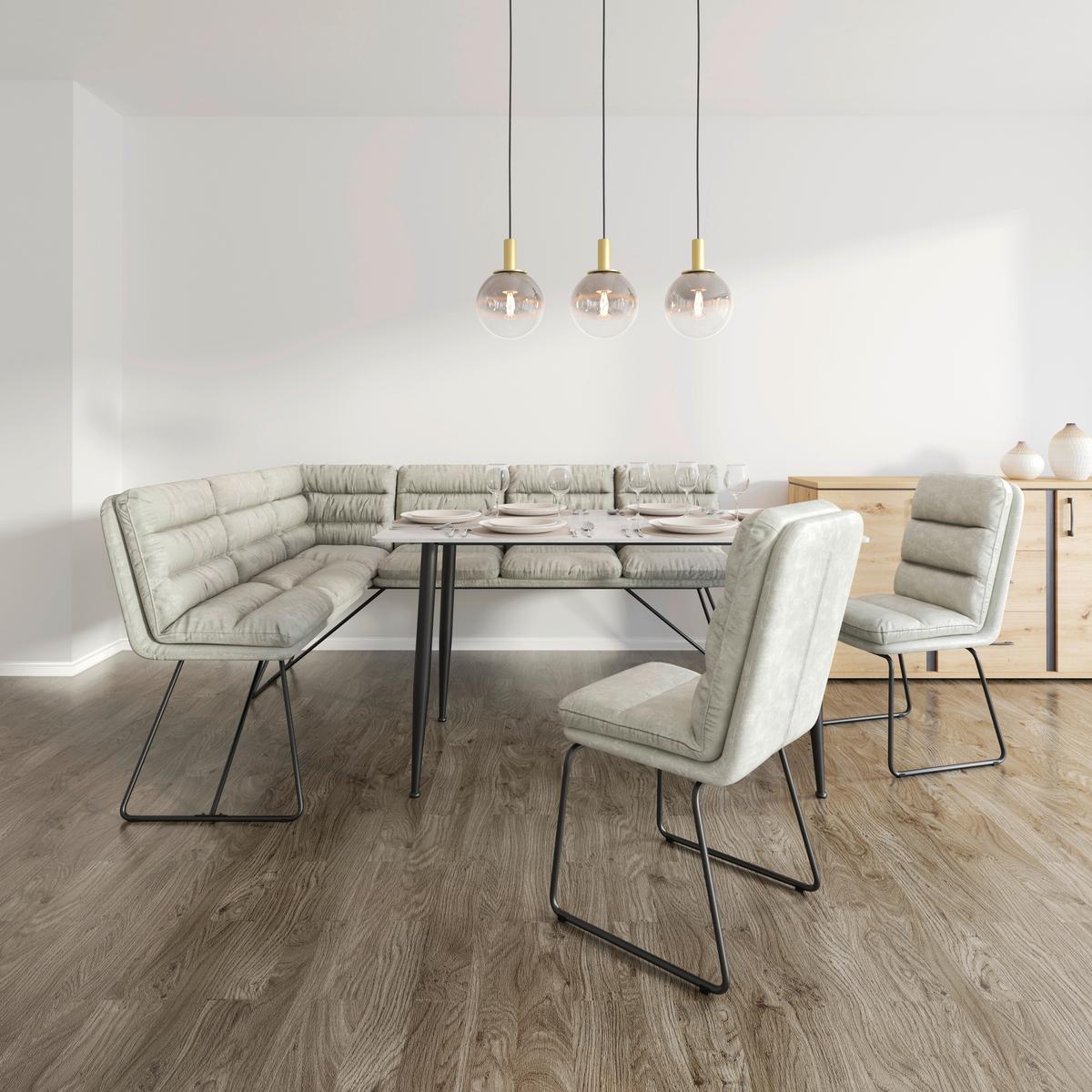 ROHOVÁ LAVICA KONA - čierna/svetlosivá, Modern, kov/drevo (135/180cm) - Bessagi Home